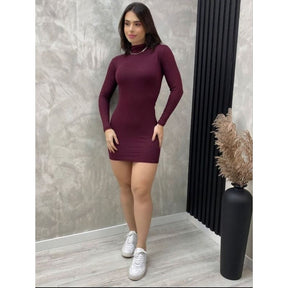 Vestido Cacharrel Gola Alta Manga Longa de Inverno