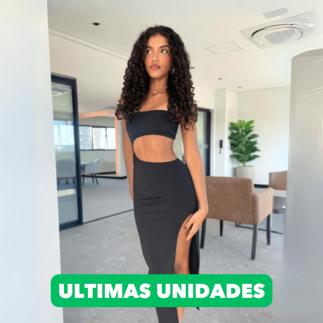 Vestido LONGO top + saia fenda Suplex Tecido Liso