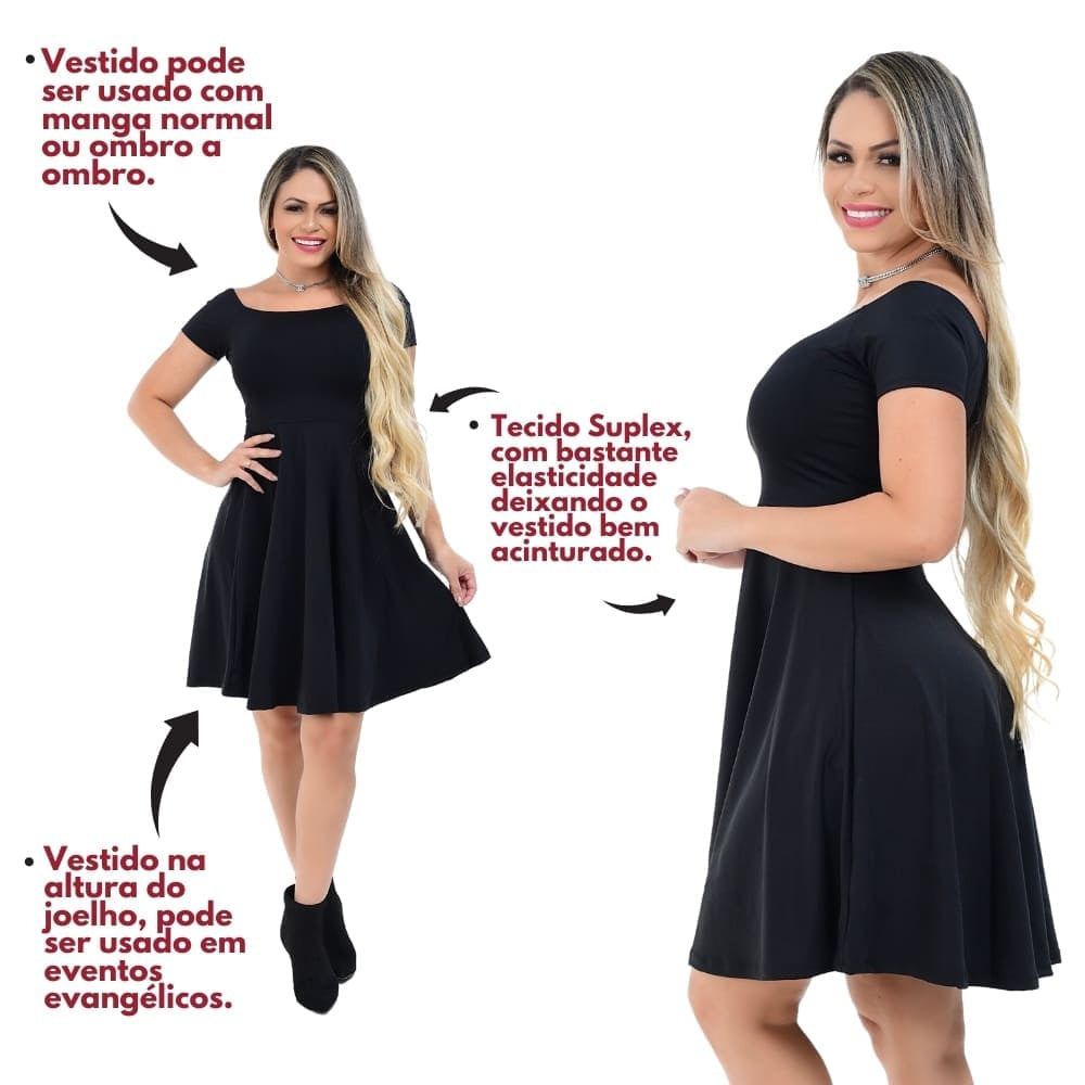 Vestido Rodado Ombro a Ombro em Suplex